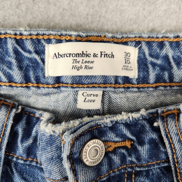 Abercrombie & Fitch Jeans Women 30/10 Blue Curve Love Loose High Rise Distressed - Picture 2 of 8